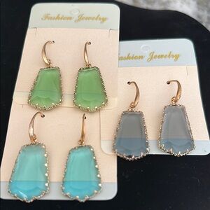 ☘️Elegant Gold with Green, or Aqua Earrings